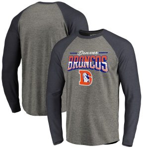 Denver Broncos NFL Pro Line by Fanatics Branded Throwback Collection Season Ticket Long Sleeve Tri-Blend Raglan T-Shirt