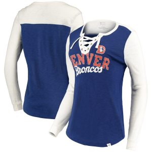Denver Broncos NFL Pro Line by Fanatics Branded Women’s True Classics Lace Up Long Sleeve T-Shirt