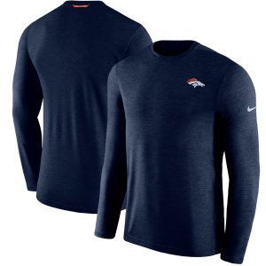 Denver Broncos Nike Sideline Coaches Primary Logo Long Sleeve Performance T-Shirt – Navy
