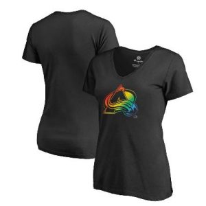 Women’s Colorado Avalanche Fanatics Branded Black Rainbow Pride V-Neck T-Shirt