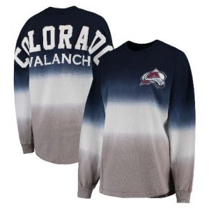 Women’s Colorado Avalanche Fanatics Branded Navy/Gray Ombre Spirit Jersey Long Sleeve Oversized T-Shirt