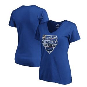 Women’s Fanatics Branded Royal 2020 NHL Stadium Series Event Logo V-Neck T-Shirt